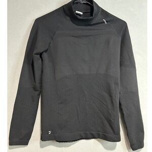 Decathlon Kiprun Running Top Mens Medium Black Mock Neck Performance Athletic